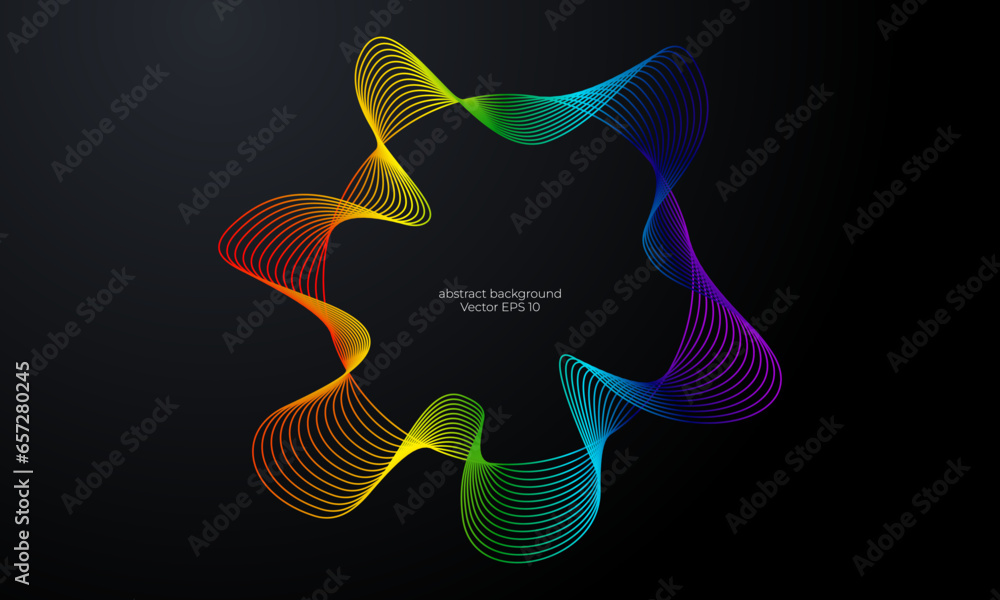 Poster abstract background of wavy lines of sound wave, isolated on a dark background. concept of music, te