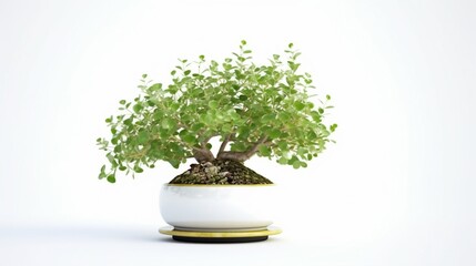 Beautiful portulacaria afra with pot white green background Ai generated art