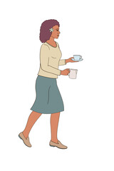 women barista with cup of coffee 