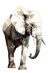 Explore modern abstract art with a creative geometric design. An origami-inspired elephant head mosaic, blending nature and low-poly style, showcases the beauty of wildlife