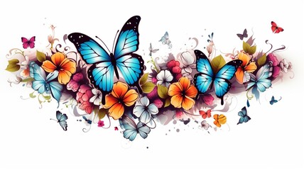 Butterflies inked creations coloring tattoos white Ai generated art