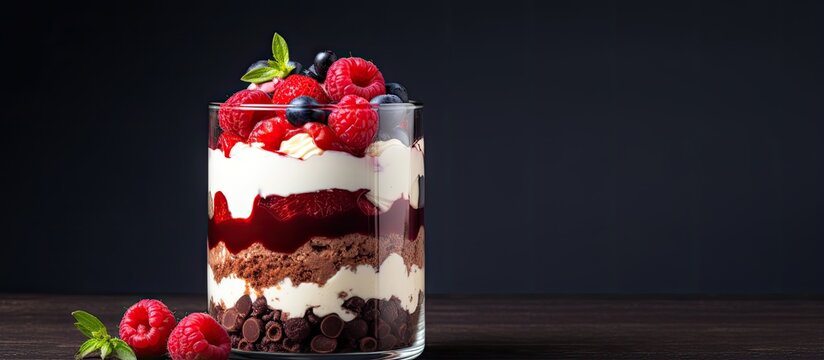 Jarred layered dessert With copyspace for text