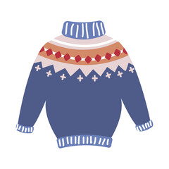 Flat vector cozy warm sweaters. Winter knitted clothes