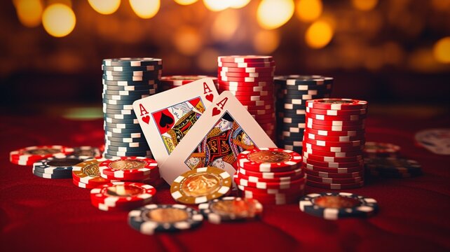 Casino cards poker blackjack baccarat chips high Ai generated art
