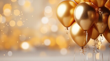 Birthday celebration with gold balloons and glitter