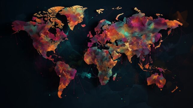 Colorful map world abstract art style this style Ai generated art