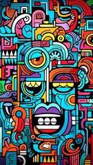 Coloring page in colorful vibrant colors geometric Ai generated art