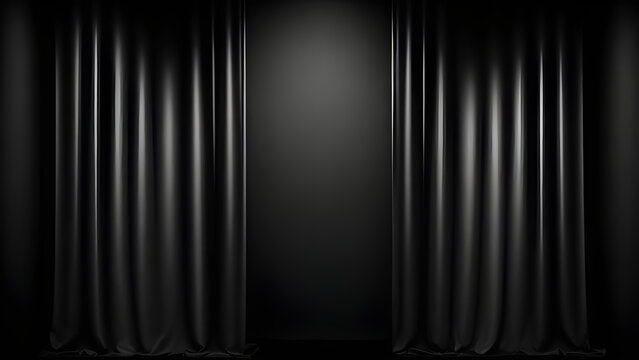 Fondo negro de escenario o teatro con cortinas negras e iluminación estilo reflectores