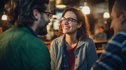 colleagues sharing a light moment during a team-building activity, colleagues. ai generative