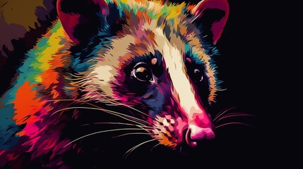 Cute possum animal pop art animals pop art still life Ai generated art