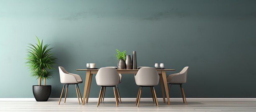 Zoom In On A Stylish Contemporary Eating Area With Copyspace For Text