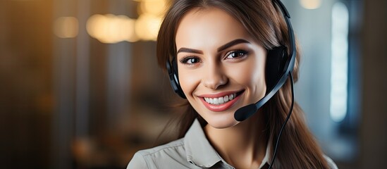 Call center employee assisting customers With copyspace for text
