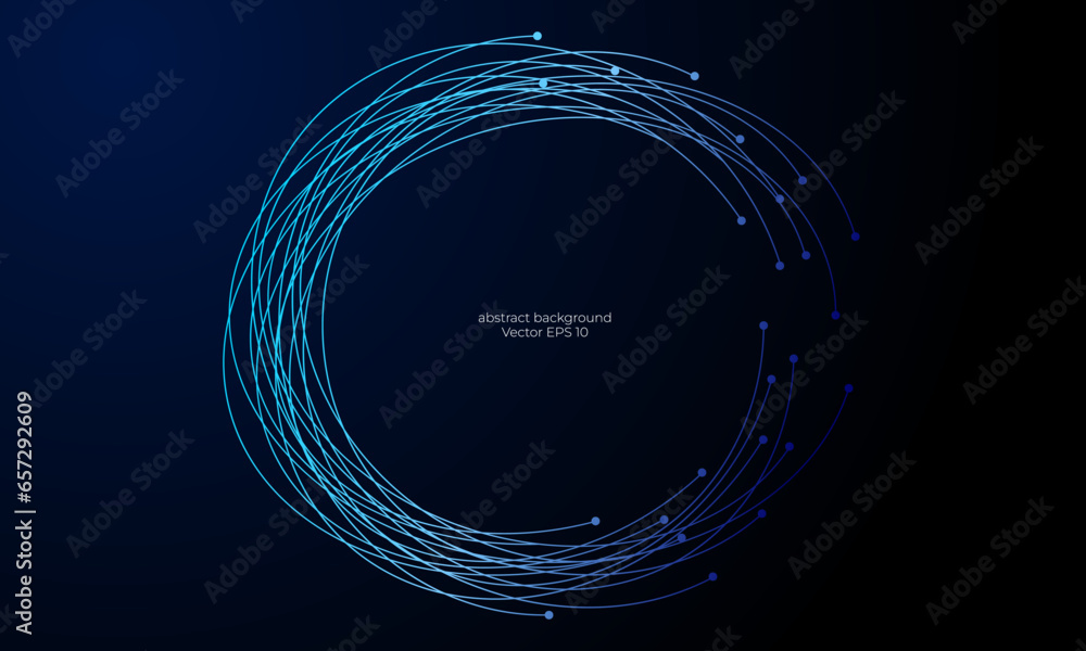Poster abstract background of circle lines, isolated on a dark background. concept of music, technology, sc