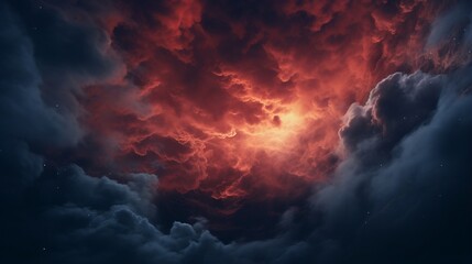 A red and black cloud filled with stars