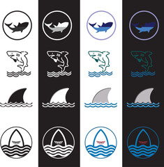 Shark Icon - This iconic shark species can be illustrated with its characteristic pointed snout, triangular dorsal fin, and sharp teeth, showcasing its fearsome appearance.