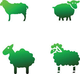 Sheep Icons - This icon could depict a sheep standing upright, showcasing its woolly coat and characteristic features such as horns and hooves. It represents the standard appearance of a sheep.
