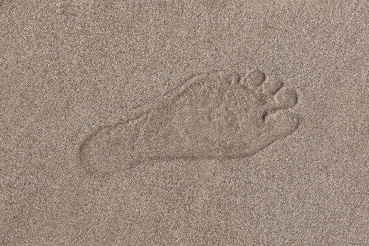 Human Footprint imprint in sand on the beach