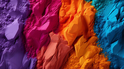 A Close-Up of Vibrant Colored Powders Arranged in a Gradient