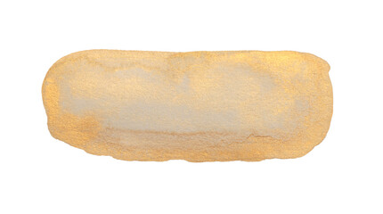 Glitter gold, beige ink watercolor paper grain texture stain blot frame on white background.