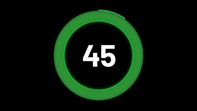 50 sec green shape and white number countdown timer animation