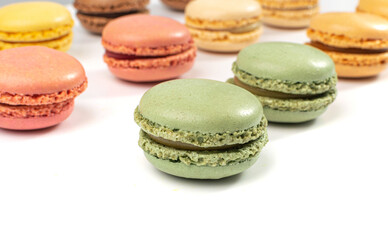 Macaron Cake Isolated, Macaroon Cookie, Almond Meringue, Sweet Macaroons, Colorful French Dessert