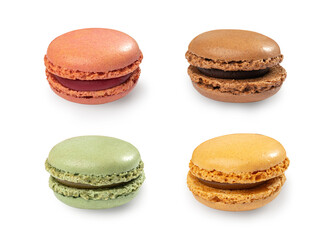 Macaron Cake Isolated, Macaroon Cookie, Almond Meringue, Sweet Macaroons, Colorful French Dessert