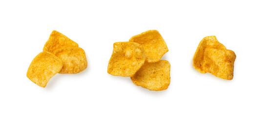 Lentil Chips Isolated, Lentils Crisps, Healthy Orange Snack, Fried Organic Crunchies, Lentil Chips on White