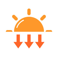 Flat design sunset icon. Vector.