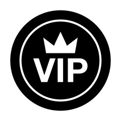 Round VIP silhouette icon. Vector.