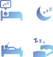Sleeping Icons - Four Delightful and Peaceful Icons Capturing Various Sleeping Poses and Scenarios. These Icons are Perfect for Representing Relaxation, Bedtime, or Tranquility. 