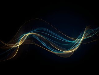 A blue and gold yellow wave on a black background