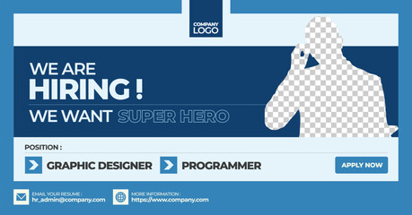 Social Media Template Job Vacancy Recruitment. Poster 1080x565px for We Are Hiring