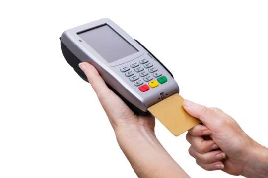 credit card with electronic payment terminal