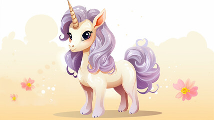 Cute Baby Unicorn Illustration