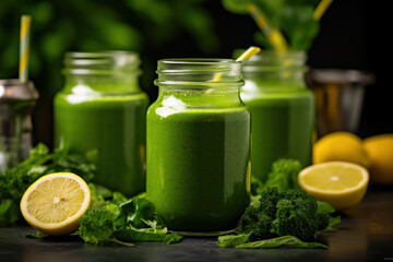 Green Smoothie in Glass Jar