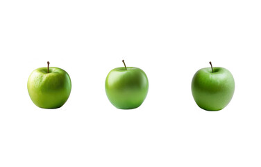 set of green apples on white background PNG.