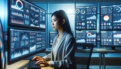 Business Woman Tech Analysis 
