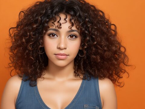 Mujer latina de cabello rizado