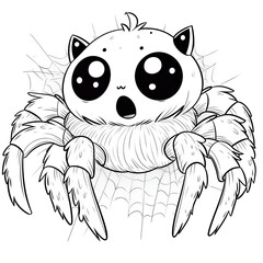 sketch of a kawaii jumping spider cartoon