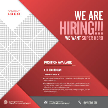 Social Media Template Job Vacancy Recruitment. Poster 1080x1080px for We Are Hiring