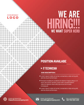 Social Media Template Job Vacancy Recruitment. Poster 1080x1350px for We Are Hiring