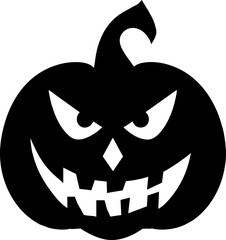 Halloween pumpkin with happy face on dark background. Vector cartoon Illustration.