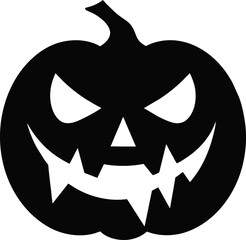 Funny Halloween pumpkin silhouette with a speech bubble with a text Boo Vector illustration isolated on a white background