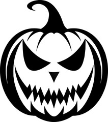 Halloween pumpkin with happy face on dark background. Vector cartoon Illustration.