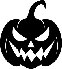 Halloween pumpkin with happy face on dark background. Vector cartoon Illustration.