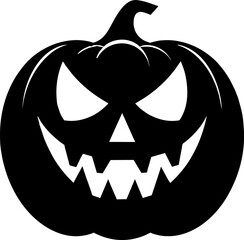 Funny Halloween pumpkin silhouette with a speech bubble with a text Boo Vector illustration isolated on a white background
