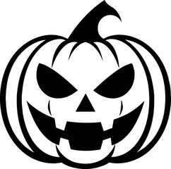 Simple Halloween scary pumpkin with funny face in flat style