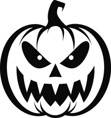 Halloween Pumpkin Silhouette Design in Line Art, Vector Mascot of Halloween Pumpkin.