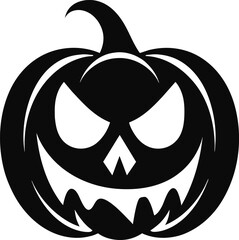 Vintage Halloween logo. Halloween pumpkin, jack o lantern isolated on white background. Vector illustration