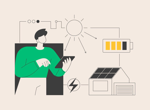 green shirt man using tablet solar energy clip art preview
